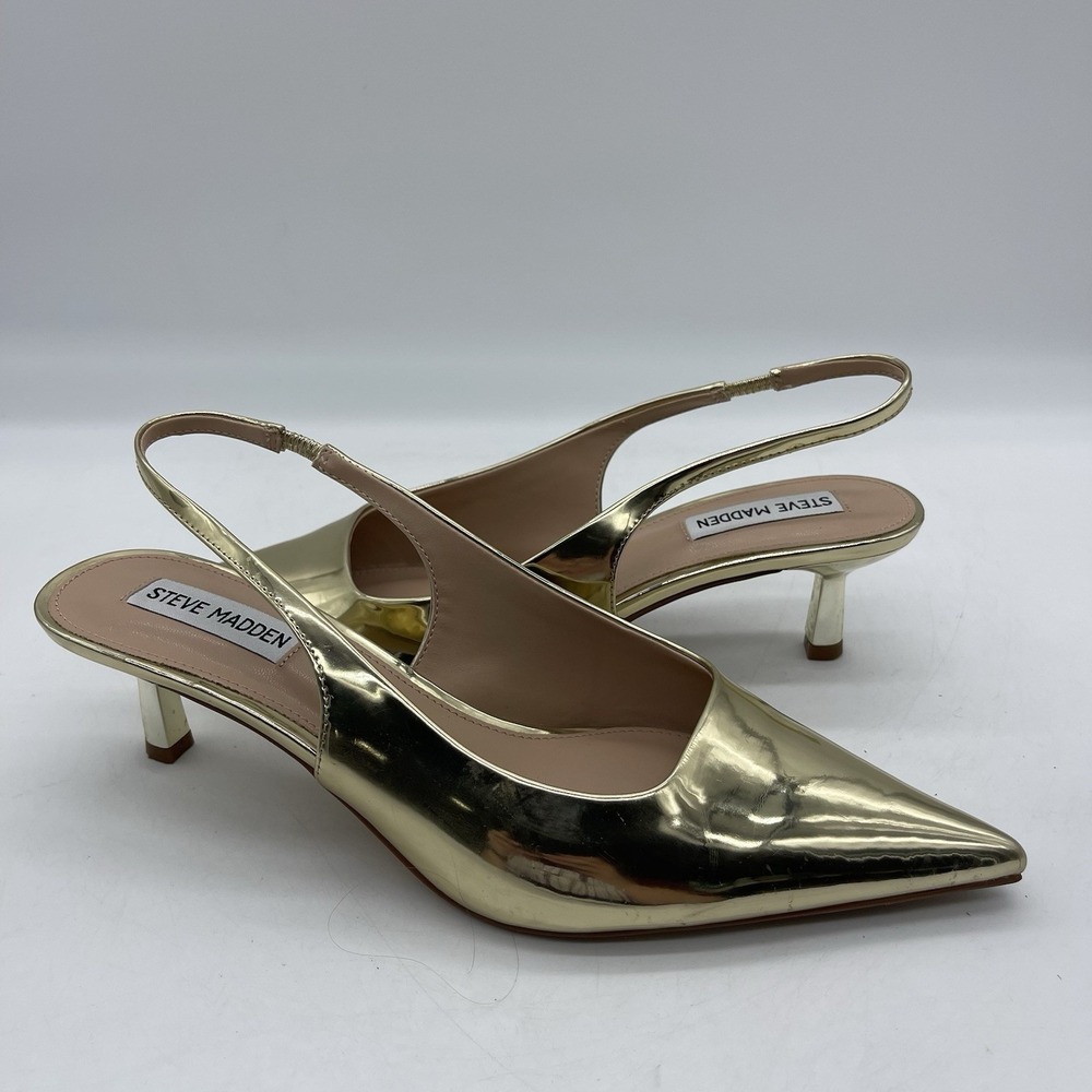 Steve Madden Aliz ALIZIO1S1 Women's Size 9 Slingback Shoes Gold Kitten Heel Pump